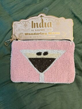 Wandering Moon Pink Beaded Cocktail Wristlet